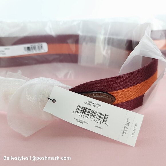 COACH Strap in Webbing Fabric with Dog-Leash Clip- Wine multi⭐ - Picture 14 of 14